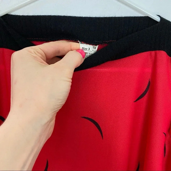 Vintage 70s 80s Dress Womens Size XS Red Black Knee Length Lightweight Knit - Picture 8 of 14